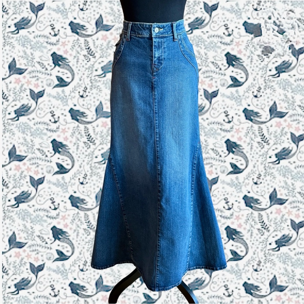 Mermaid Denim Blue Asphalt Maxi Skirt (9)